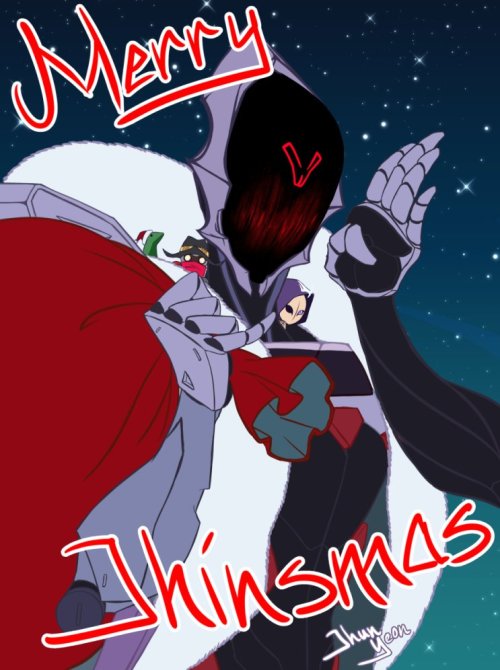 Drawing made for Christmas including the mascot of one of my favourite Jhin mains! Merry Jhinsmas!