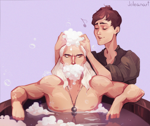 joleanart:the two things missing in that bath: bubbles and jaskier singing 