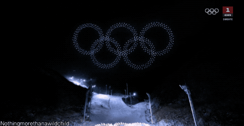 nothingmorethanawildchild:Drones and snowboarders at the opening of the Winter Olympics 2018