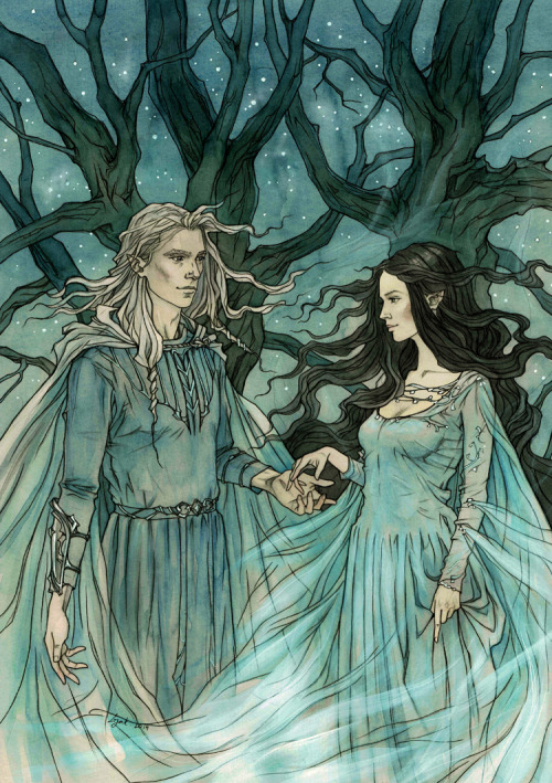 finduilas-faelivrin:Under the stars by liga-martaShe spoke no word; but being filled with love Elwë 