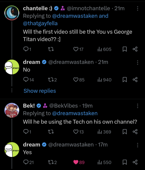 George Mentioned In Dream's Subscriber Tweets 2024/05/23