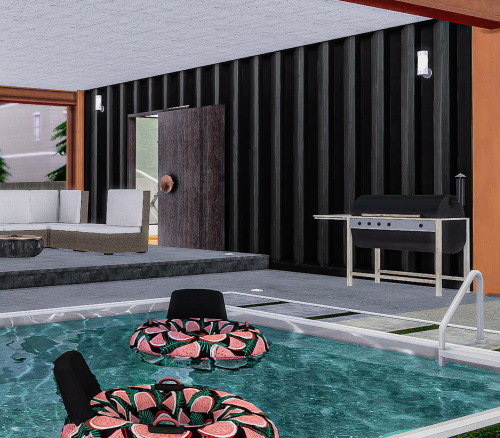 Container home for an interior designer sims. On the left part of the house is the personal area for