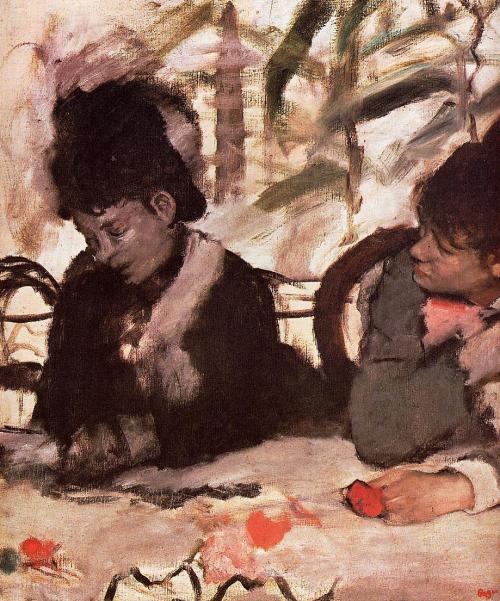 artist-degas:  At the Café, 1877, Edgar DegasMedium: oil,canvas