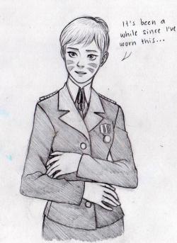 thesweetreaper:”I never really found this comfortable…”D.va in formal military wear.