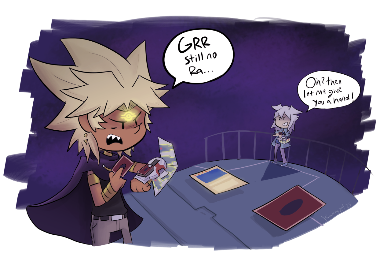 kamydrawstuffs:  Bakura: Which side are YOU on? Marik: The loosing side, by the looks