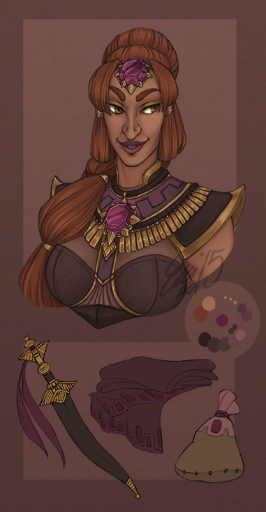 suggart:  Commissioned character design for tumblr user blastermath! She’s a Gerudo