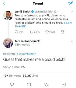 deezcandiedyamztho:  because-blackgirls-duh:  redsatinsheets:  a queen! a legend!  Wasn’t she shading him and gellingvto not protest and stuff?   No, you are thinking of his birth mom. Mrs kaepernick is his real mom who raised him to be as he is.