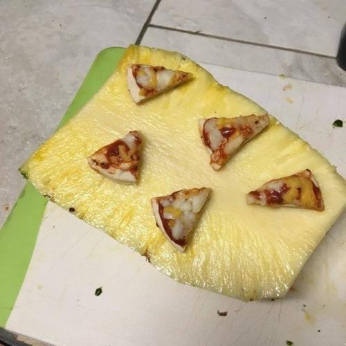 loloftheday:Where is your god now?Same place he&rsquo;s always been: Eating pineapple on his pizza a