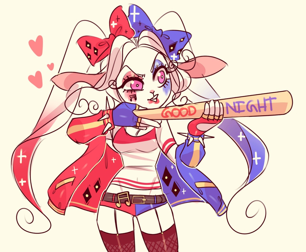 evaroze:  I thought it would be fun to draw melody as harley quinn~~ 