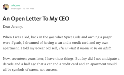 the-future-now:  Yelp employee fired after calling out the company for paying low wagesIn a post Friday on Medium titled “An Open Letter to My CEO,”  Talia Jane, an employee of Yelp and subsidiary Eat24’s customer service  department, wrote that