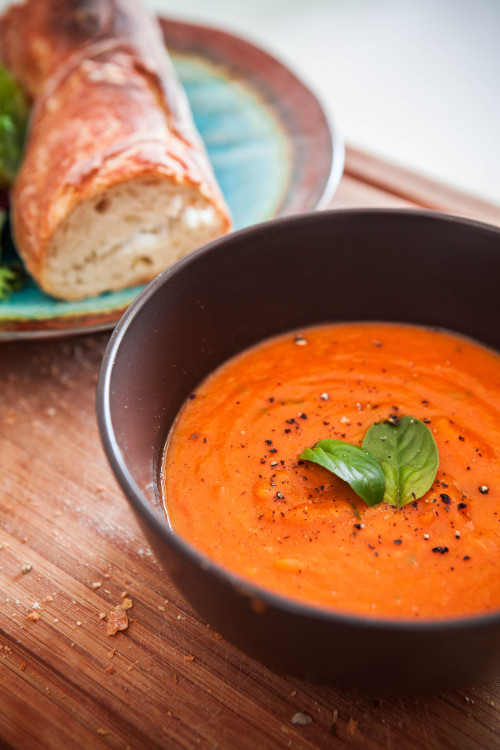 Homemade tomato basil soup