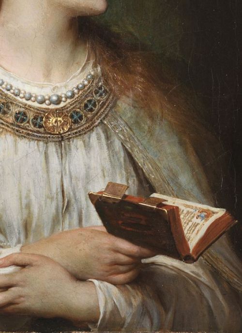 darksilenceinsuburbia:  The Holding Hands1. Marie-Anne Martinozzi (née Mancini), Duchess of Bouillon (detail) by Benedetto Gennar  2. Portrait of Lady Frances Courtenay (detail) Thomas Hudson  3. Ophelia (detail) by Thomas Francis Dicksee  4. The