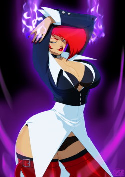 tovio-rogers: gender swapped Iori Yagami drawn up for patreon &lt; |D”‘‘‘