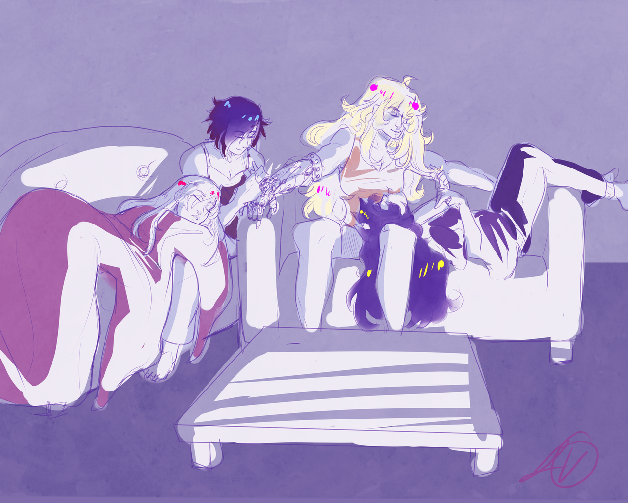 jen-iii:Quick Sketch of some team bonding time after Haven c: