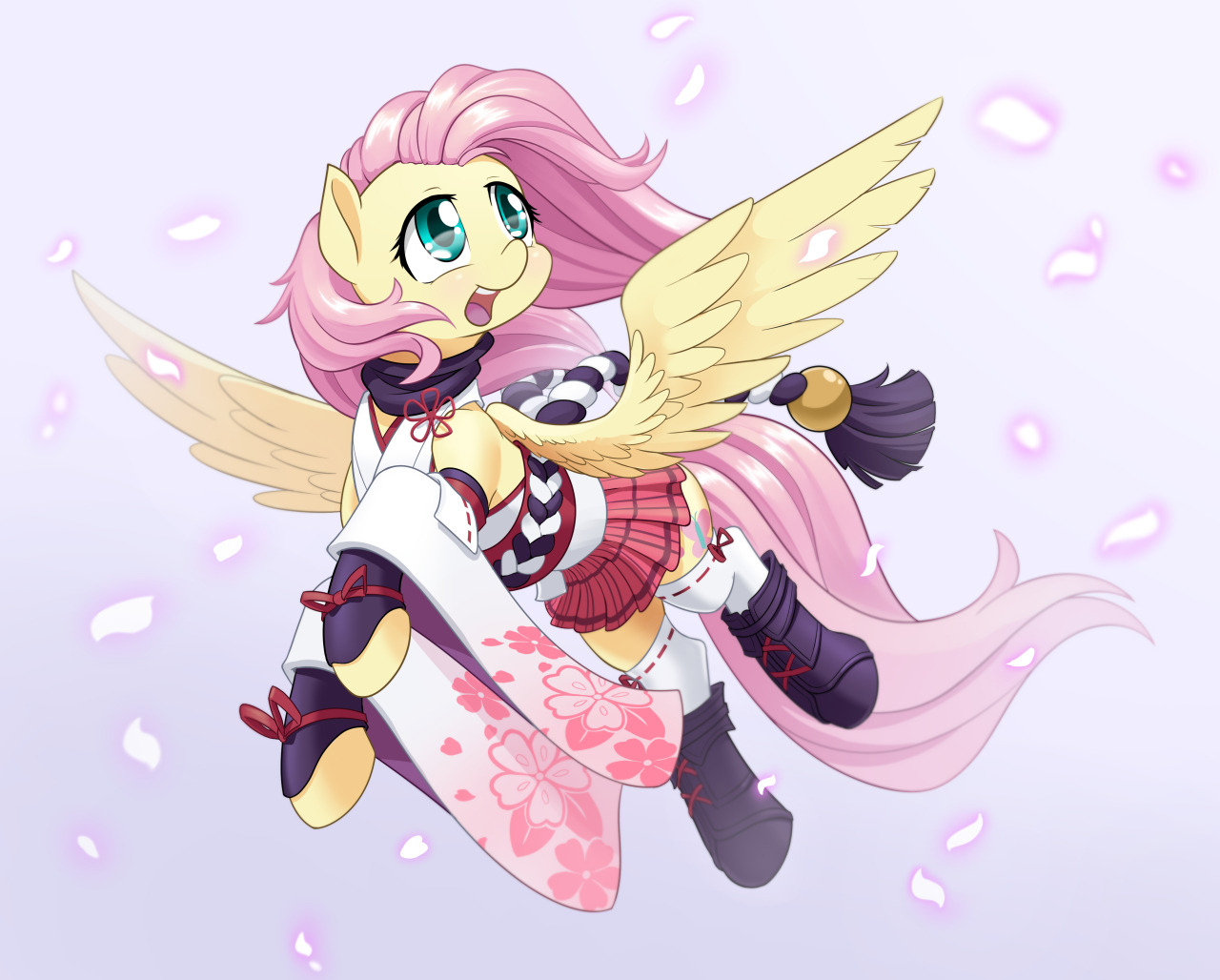 dstears:Fluttershy dressed as Yae Sakura from Honkai 3rd Impact