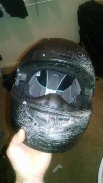 healthcare-anonymous: crazy-pages:  songersingwriterr:  pr1nceshawn: Why You Should Always Wear Your Helmet.  PSA: never put stickers on your helmets (unless you have checked with the manufacturer) because the adhesive can weaken the structure!  One day