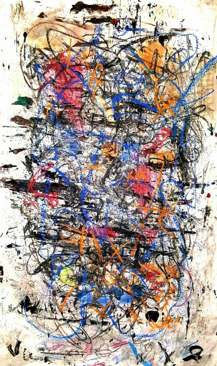 subspireJanuary 2016 by Gilabstract art mixed media on wax paper ~18″x30″