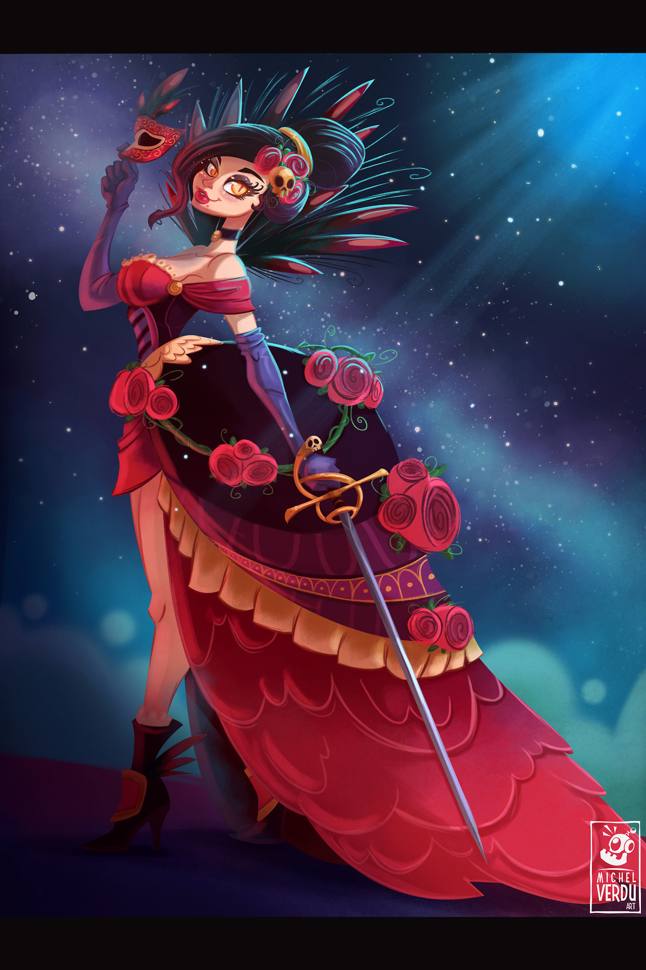 grimphantom2:   michel-verdu-art:   Hi Everyone! Here’s The Red Queen of the Carnival,