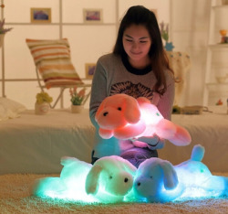teetertoddler:  5yearoldkitten:  Scared of the dark?🌙  This Stuffie lights up! 🐶Use the code “Kitt5″ for 10% off. http://womenfashion.storenvy.com/products/13695873-cute-cartoon-luminous-dog-doll   @mommys-world I need a BAJILLION!