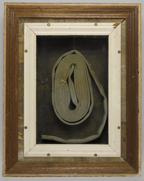 Part of a series that features lengths of decommissioned fire hoses, In Case of Race Riot II exempli