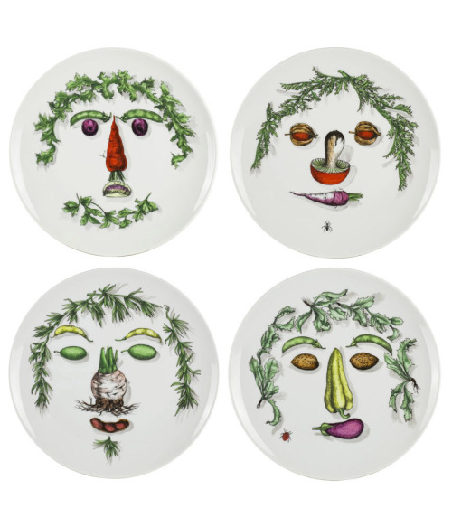 design-is-fine:Piero Fornasetti, plates Arcimboldesca, 1950s. Via domusweb.it