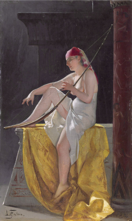 Luis Ricardo Falero - Egyptian Woman With Harp (1874)