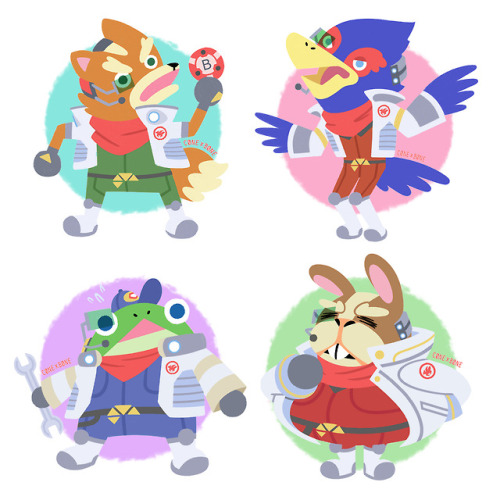 Starfox Sticker Fam is all set! Pack at $8 includes all four pilots, matte vinyl. ✨http://conecorbet