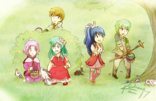 reidiantdawn:Managed to finish it for Easter! Little Sacred Stones kids enjoying the sun~ I snuck so