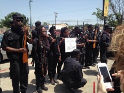 18-15n-77-30w:  thesoftghetto:  Two dozen protesters from a gun club named after the founder of the Black Panther Party marched through the streets of South Dallas on Wednesday. The open-carry rally was organized by the Huey P. Newton Gun Club to promote