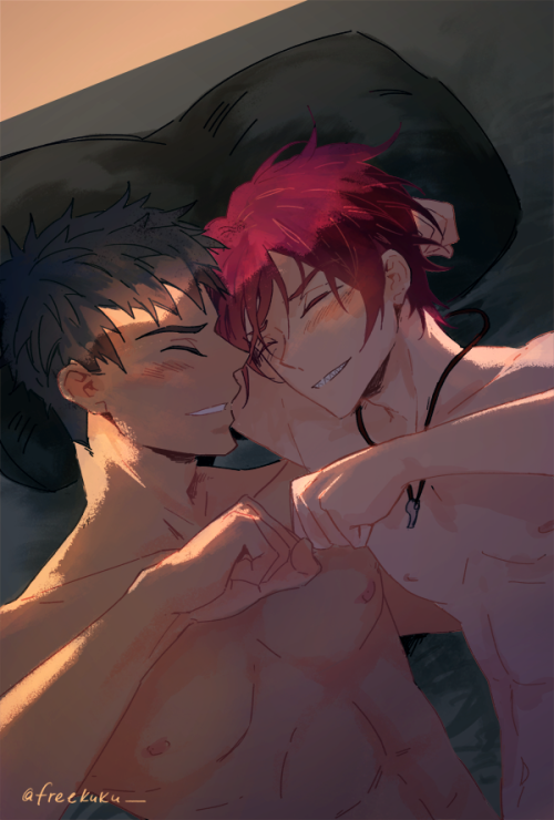 rockets:  [SouRin Week Day 1]- “First Time” or….at least the aftermath because my nsfw is terrible rotfl, but i’d like to think their first time was definitely kinda awkward, but being dorky best friend/boy friends, a bro fist in the aftermath