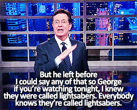 local-weirdo:beeishappy:LSSC | 2015.11.09 | Message to George LucasI love Stephen Colbert so much.