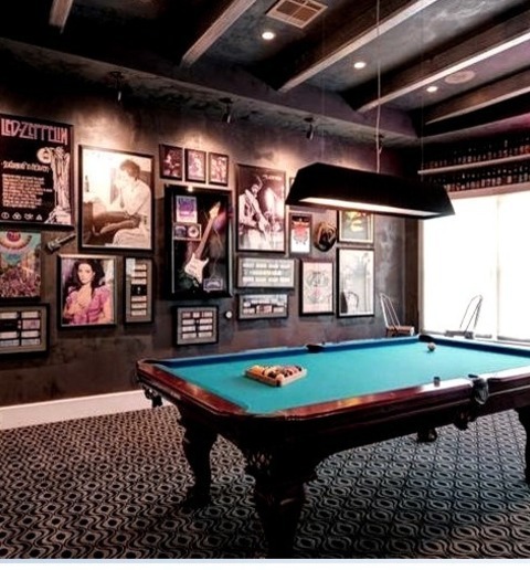 Game Room Family Room HoustonIdeas For A Mid-sized, Open-concept, Carpeted Game Room Remodel With A Hidden