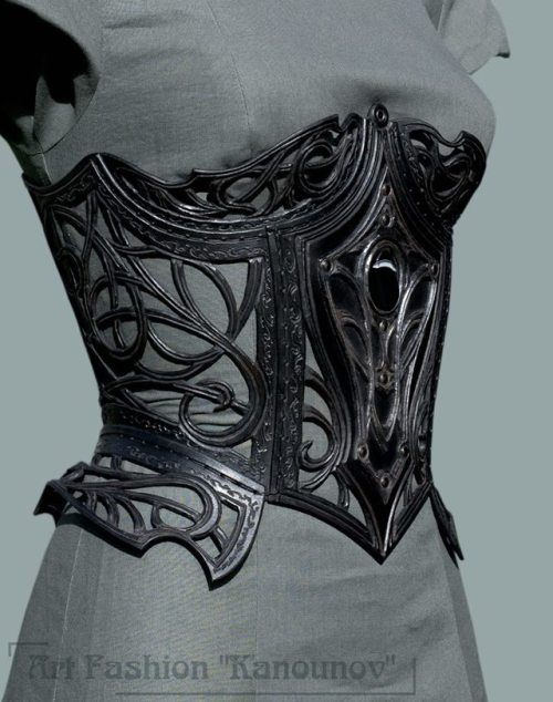 Leather corsets by Andrew Kanounov