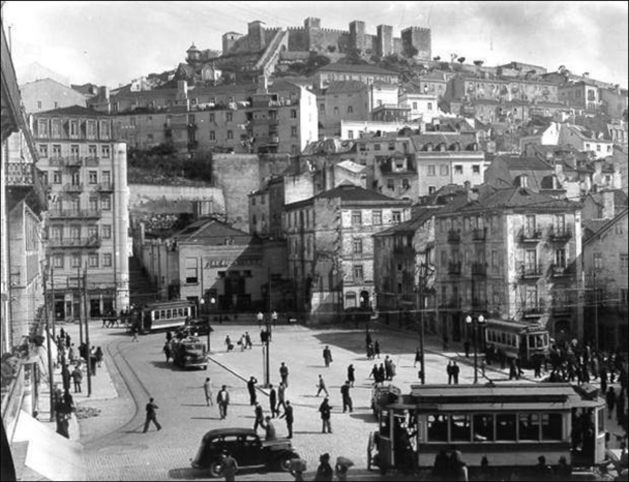 Aerial view of Martim Moniz, Lisbon, Portugal, 1946.