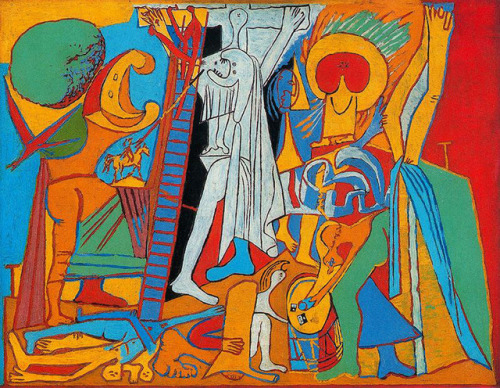 artist-picasso:Crucifixion, Pablo PicassoMedium: oil,canvashttps://www.wikiart.org/en/pablo-picasso/