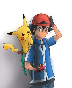 soranaangel:  “Hi, my name is Ash, and this is my buddy pikachu” “pikaapi!” @elliwoofles 