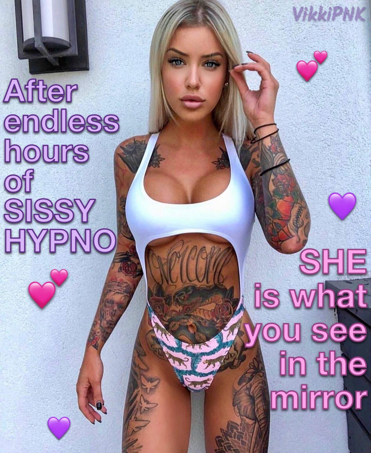 XXX vikkipnkcaptions:💜Original sissy captions photo