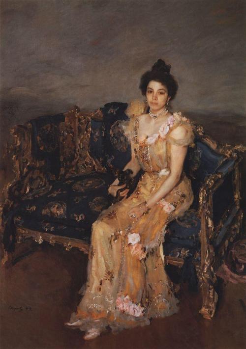 artist-serov:Portrait of Sofia Mikhailovna Botkina, 1899, Valentin SerovMedium: oil,canvas