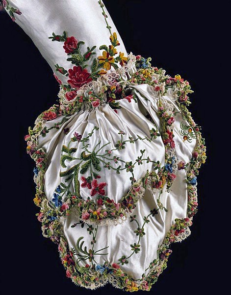 Sleeve detail of a Robe à l'Anglaise, 1770–75 and back detail of a Robe a'la Francaise, c. 1775 and 