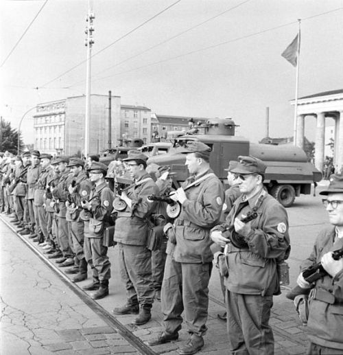 pbsthisdayinhistory:  August 13, 1961: Construction Begins on the Berlin WallOn this day in 1961, Berliners woke to find their city and their lives cut in two by a wall of barbed wire and concrete blocks. Ordinary citizens found themselves caught in the