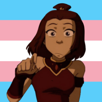 trans-suki:  [image description: the first three pictures are of suki from avatar: the last airbender with the trans black solidarity flag. in the first, she is crossing her arms and looking at something off screen. in the second, she is grinning and