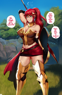 jlullaby-stuff:   SHADBASE | TWITTER                    Pyrrha was the winner for the old vote from last month. It took a bit of time with the metals, lighting and all that. I have to look at more tutorials. If powerful redheads and instant loss 2koma’s
