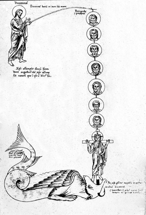 medieval:Hortus Deliciarum LeviathanGerman Romanesque ca. 1170 