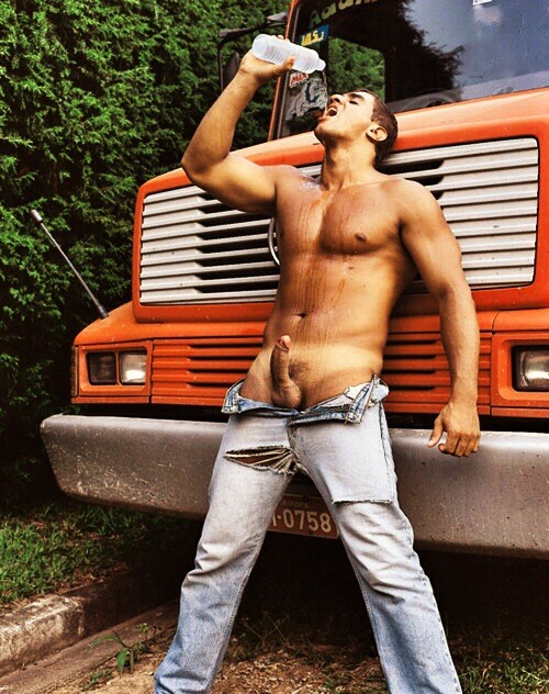 Naked woman truck driver