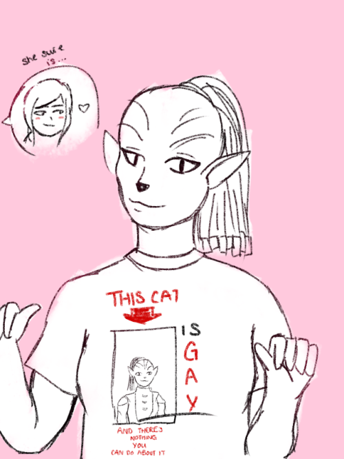 bastilashans:i will never finish this so please take the sketch. revan gets her this shirt for their