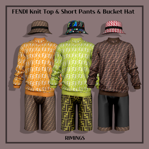 [RIMINGS] FENDI Knit Top &amp; Short Pants &amp; Bucket Hat - TOP / BOTTOM / HAT- NEW MESH- 