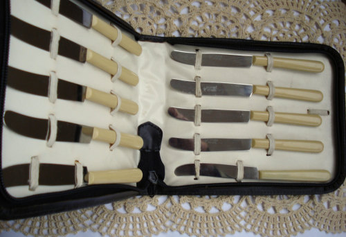 Vintage Knife Set/ 10 Piece Knife Set, Vintage Knife Set in Original Leather Box/1980s by Krassim (2