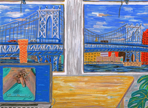 Nude with Manhattan Bridge Jennifer May ReilandColored Pencil on Paper9 x 12 in