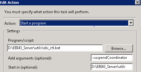 Windows Task Scheduler entry to suspend Cleo Clarify Server