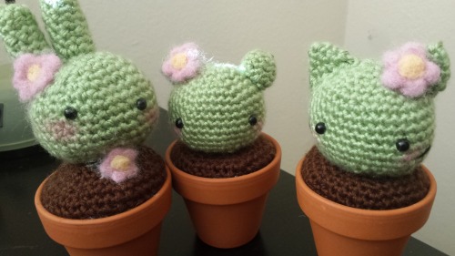 Animal Cactus Amigurumi with Needle Felt FlowersBunny Ear Cactus - approximately 6.5 inches tallPric